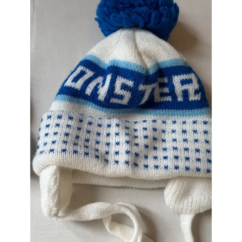 Vintage Sesame Street Cookie Monster Knit Pom Beanie Hat and Mittens Set Blue